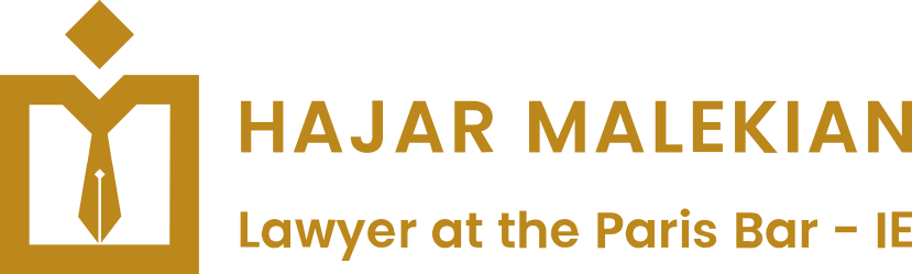 Logo of Malekian Law Firm, a Paris-based lawyer specializing in immigration and foreign nationals law, shown in yellow color